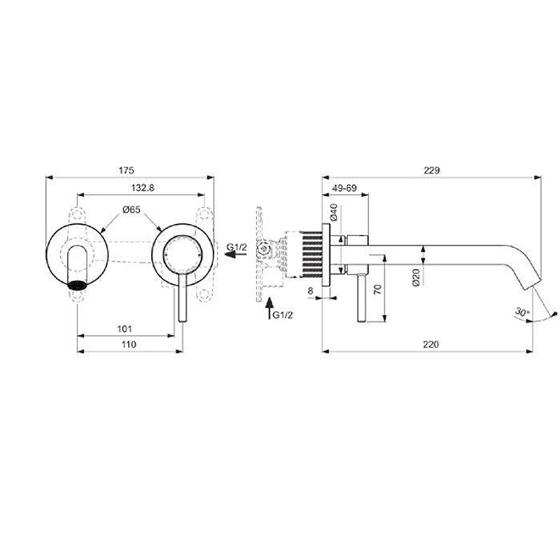 Смеситель для раковины Ideal Standard Ceraline Nuovo BD848XG цвет Черный матовый
