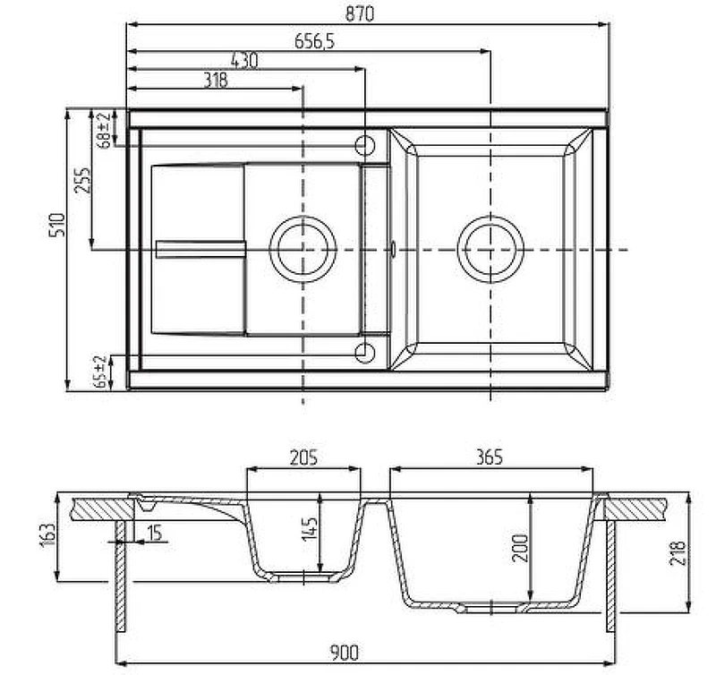 Кухонная мойка Aquaton Делия 87 1A716232DE210 Графит искусственный камень (литьевой мрамор) встраиваемый