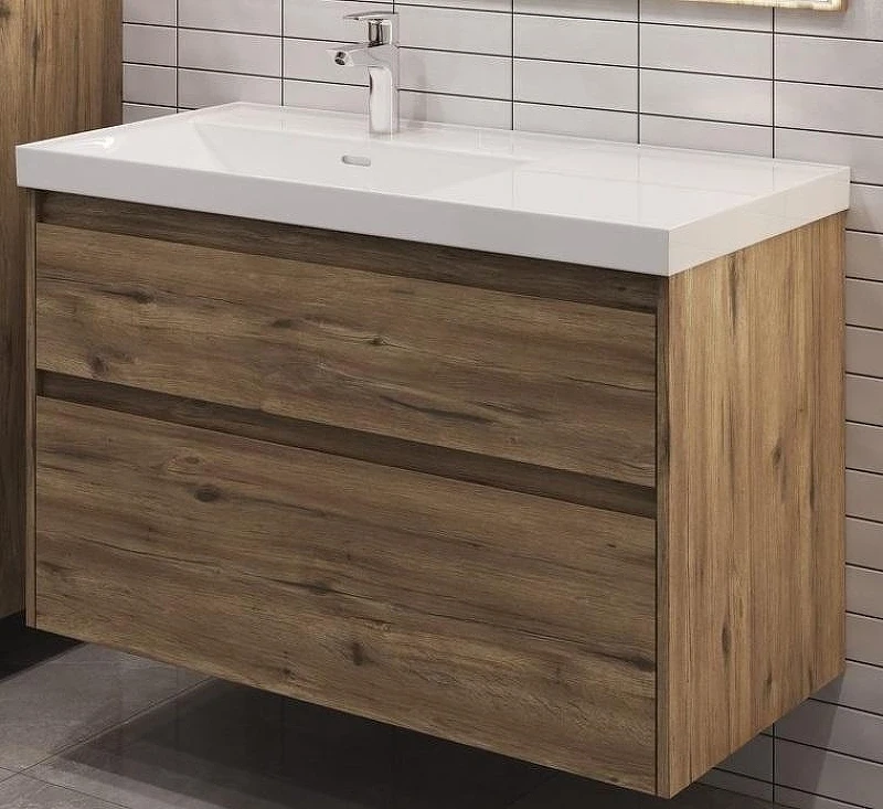 Тумба под раковину Aquanet Nova Lite 2.0 100 L 346320 подвесная цвет Дуб рустикальный