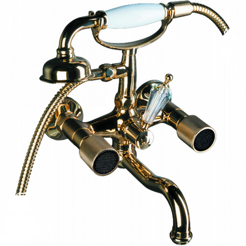 Смеситель для ванны Boheme Royal Cristal 293-Royal/CRST black Золото латунь на стену
