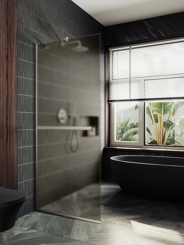 Душевая перегородка Maybah Glass MGD-722-5у 690x1950 в узком профиле Хром матовый стекло бронзовое матовое
