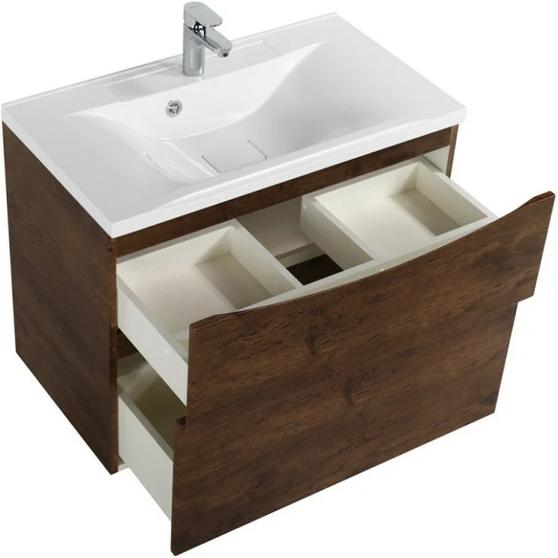 Тумба под раковину BelBagno Marino 80 MARINO-H60-800-2C-SO-RW-P подвесная Rovere Moro МДФ / ЛДСП