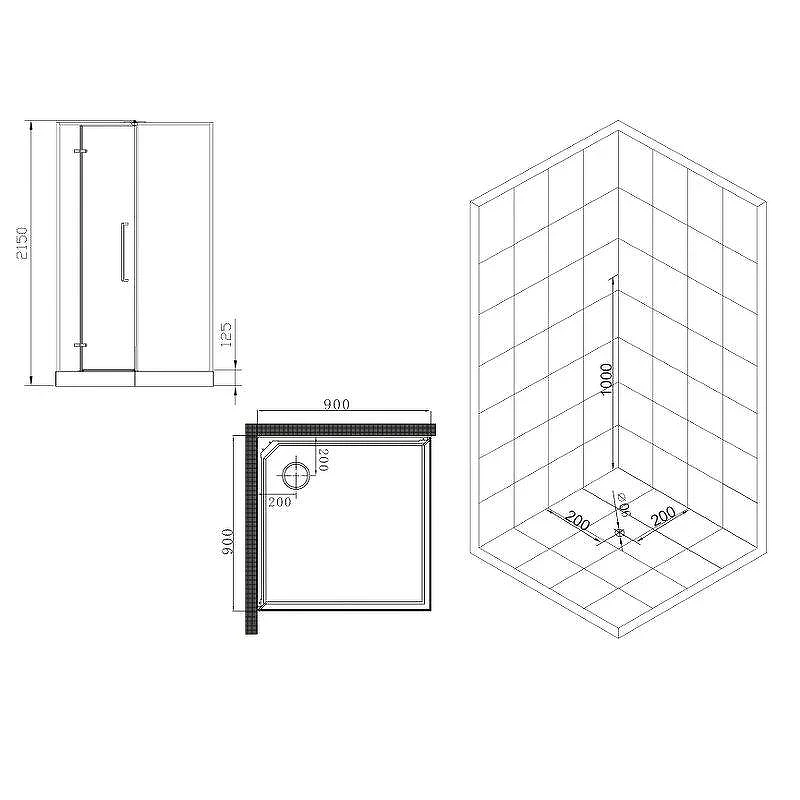 Душевая кабина Esbano Muse ESBANO ESM-QUADRO-90 90х90 R ESKM90QDR с гидромассажем