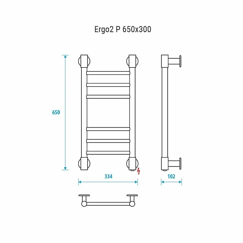 Электрический полотенцесушитель Energy Ergo2 P 650х300 EETRERGO2P6500R905M цвет Черный матовый