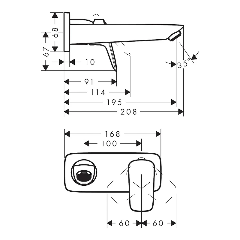 Смеситель для раковины Hansgrohe Logis 71220670 Черный матовый латунь встраиваемый