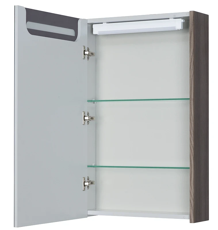 Зеркальный шкаф Aquaton Сильва 50 L 1A215502SIW5L с подсветкой Дуб макиато МДФ / ЛДСП, стекло