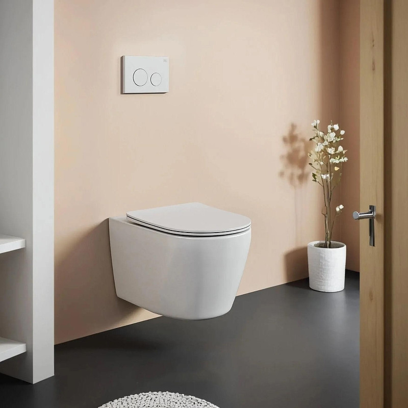 Унитаз Bas Round New Rimless УНИ0026 цвет Белый с сиденьем Микролифт