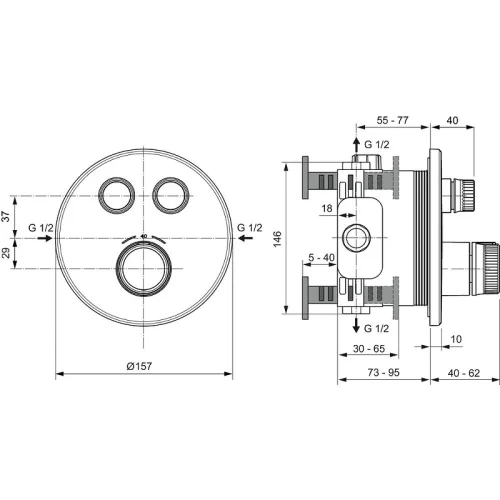 Смеситель для душа Ideal Standard Ceratherm Navigo A7296GN с термостатом цвет Шлифованное золото