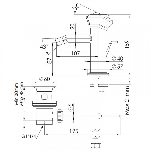 Смеситель для биде Remer Element ET20 Хром латунь