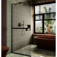 Душевая перегородка Maybah Glass MGD-727-6у 790x1950 в узком профиле Черный стекло бронзовое