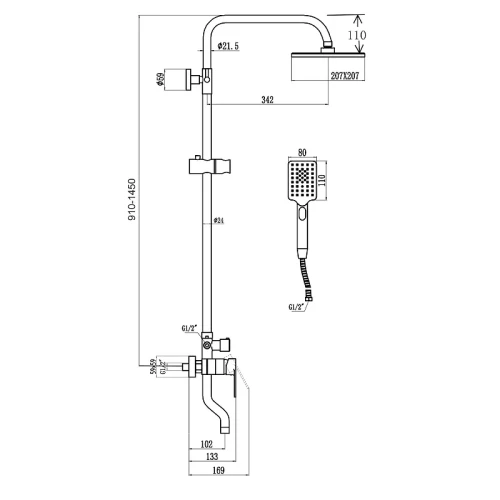 Душевая система Savol S-602242 цвет Хром