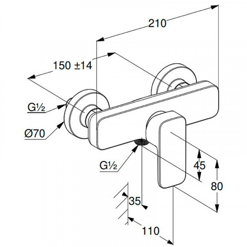 Смеситель для душа Kludi Renon 428313975 Черный матовый латунь на стену