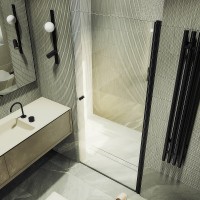 Душевая дверь Maybah Glass MGD-797-6 600x1980 на монопетле Черный стекло прозрачное