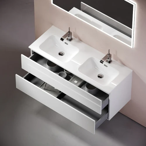 Тумба под раковину Sancos Urban 120 UR120-2W подвесная Белый глянец МДФ / ЛДСП