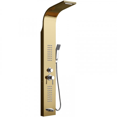 Душевая панель Ceruttispa Celia G CT10404 с гидромассажем Золото нержавеющая сталь на стену