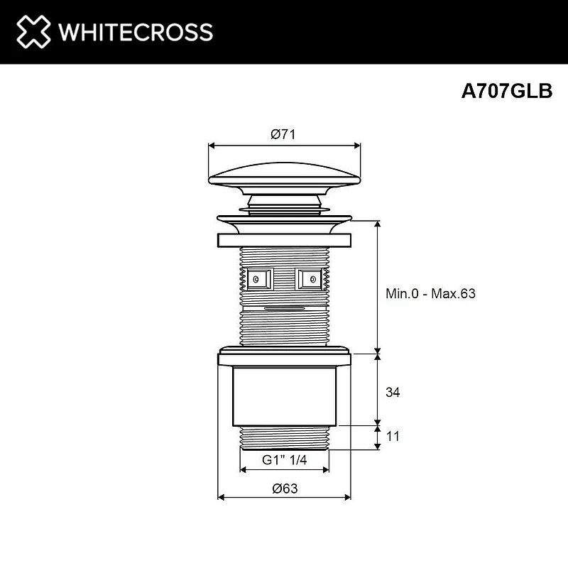 Донный клапан Whitecross A707GLB click-clack цвет Золото брашированное