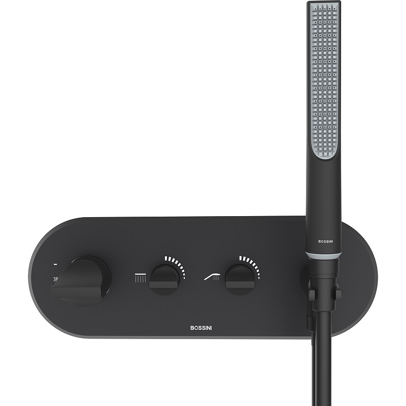 Смеситель для душа Bossini Apice Z00523.073 с термостатом Черный матовый латунь встраиваемый