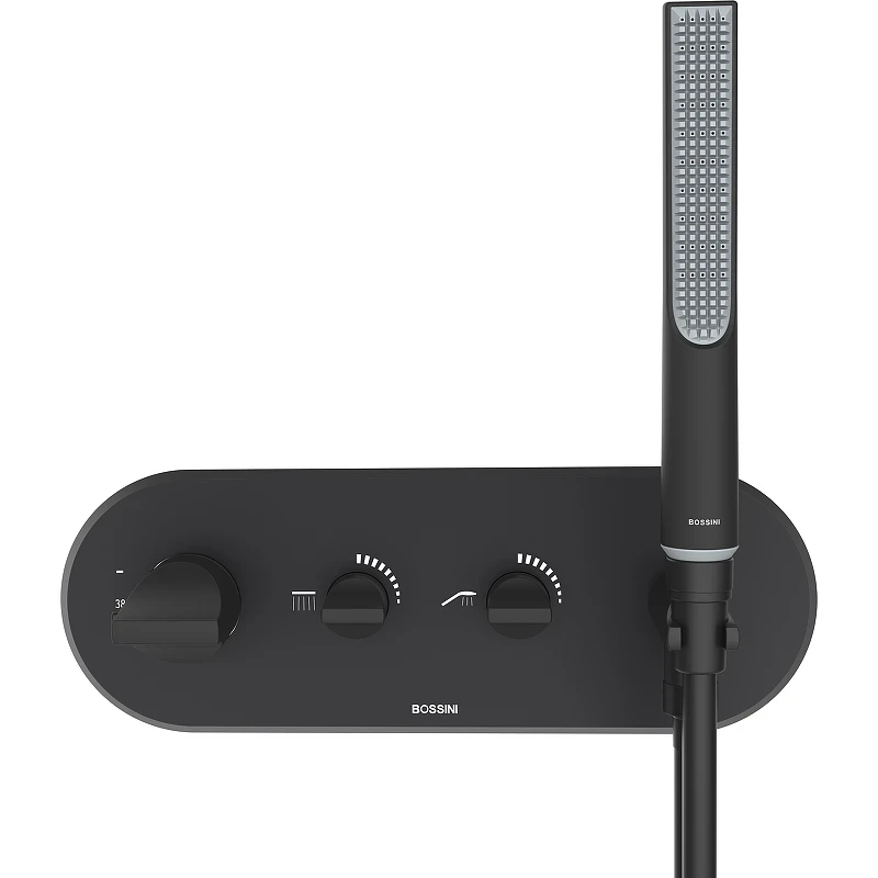 Смеситель для душа Bossini Apice Z00523.073 с термостатом Черный матовый латунь встраиваемый