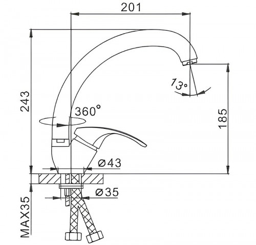 Смеситель для кухни Frap H36 F4136-B Хром