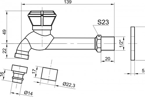Кран для одного типа воды Bronze de Luxe 13263/1 Бронза латунь на стену