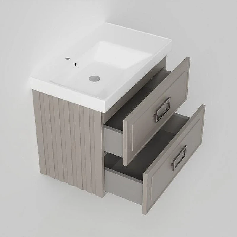 Тумба под раковину La Fenice Cubo Twin 80 FNC-01-CUB-C-80-2 подвесная Бежевая матовая