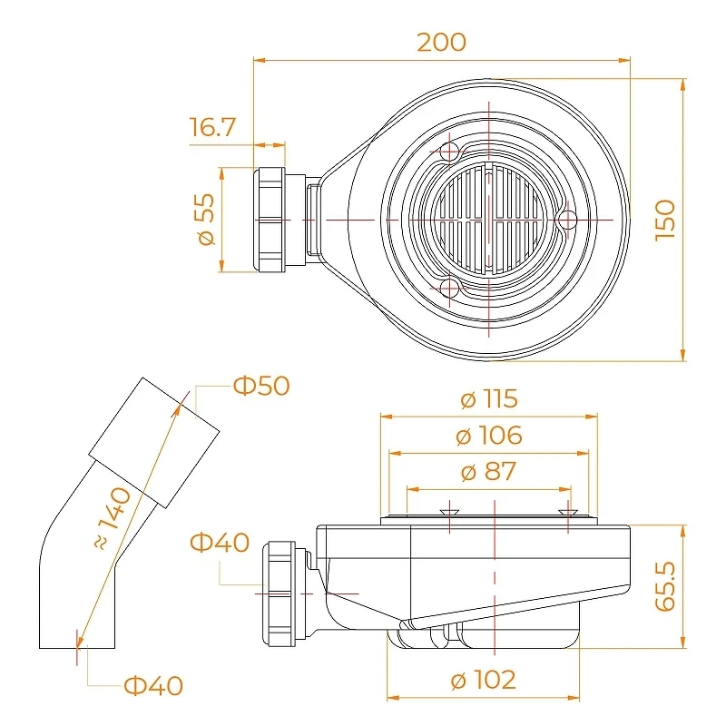 Сифон для душевого трапа RGW Stone Tray 50241120-00