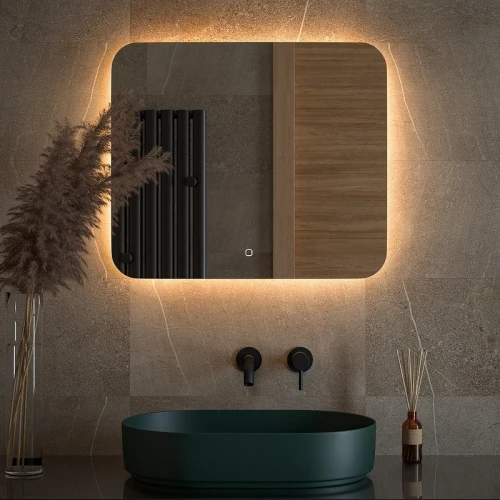 Зеркало Defesto Opti 70x60 DF 2816SH с подсветкой 23W-3000К/Сенсорный выключатель/Теплый белый свет