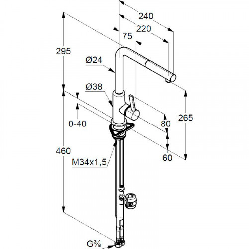 Смеситель для кухни Kludi L-ine S 408513975 Черный матовый латунь