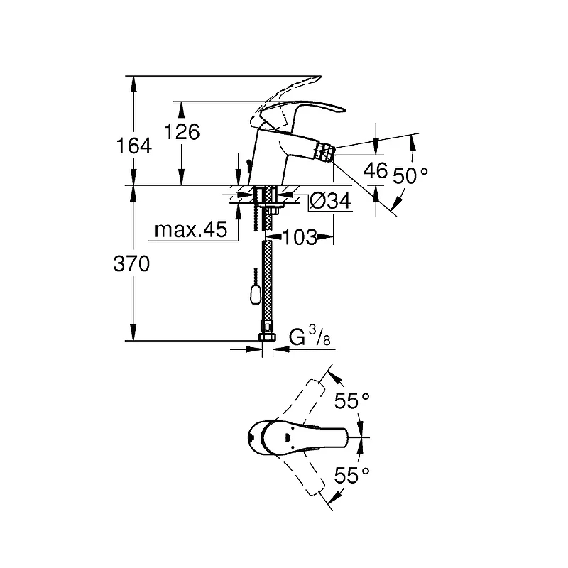 Смеситель для биде Grohe Eurosmart New 32927002 Хром латунь