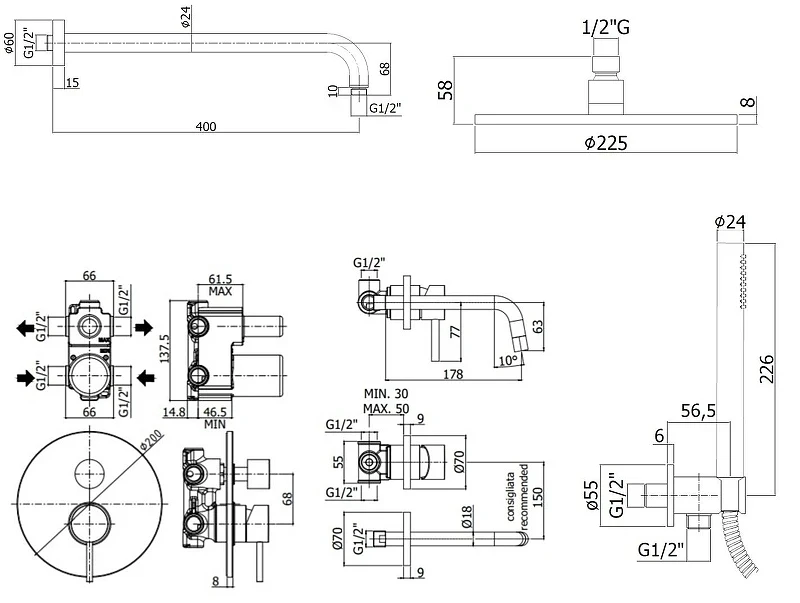 Комплект смесителей Paffoni Light KITLIG018BO006 Белый матовый латунь