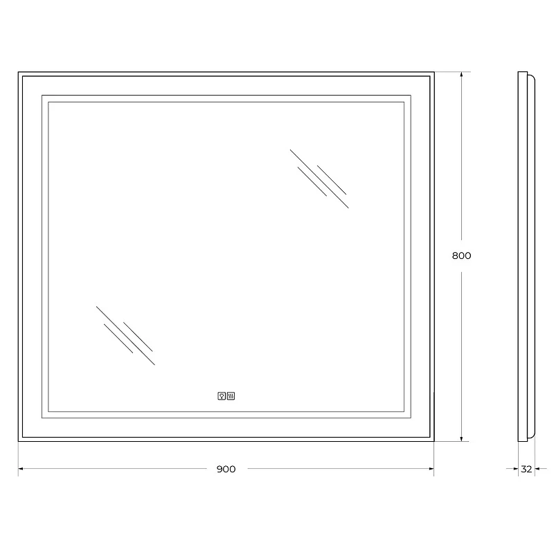 Зеркало BelBagno Kraft 90 SPC-KRAFT-900-800-LED-TCH-WARM с подсветкой Сатин с сенсорным выключателем и подогревом стекло