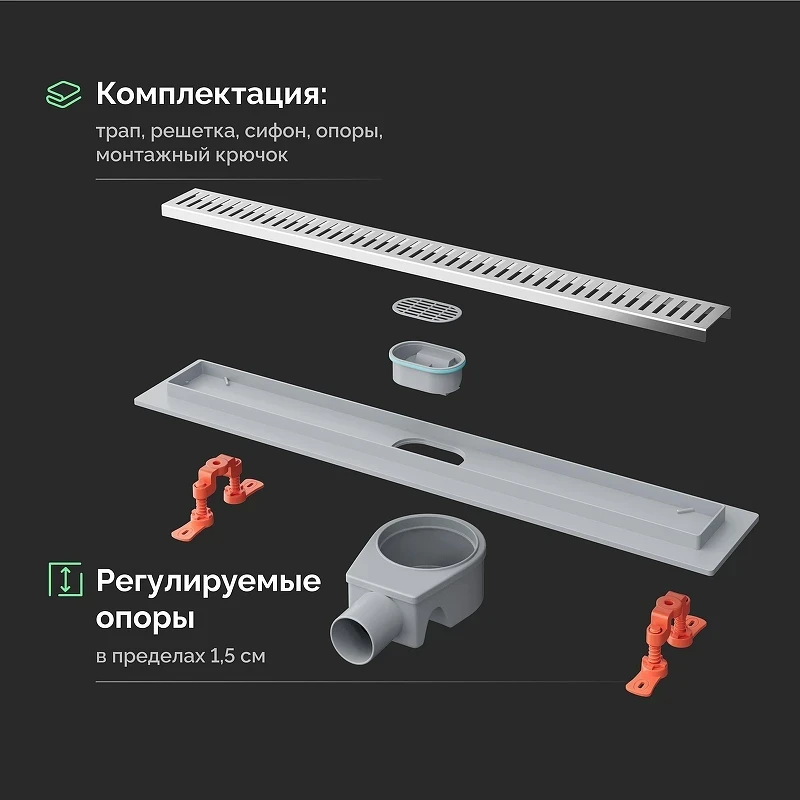 Душевой трап EWRIKA 8600560 цвет Хром