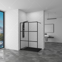 Душевая перегородка RGW Walk In WA-11-B 100 профиль Черный стекло прозрачное