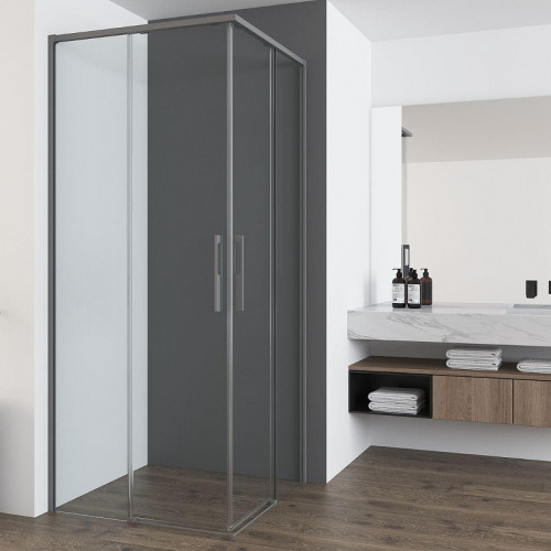 Душевой уголок Vincea Ultima 90х100 VSS-7UL9010CLGM профиль Вороненая сталь стекло прозрачное