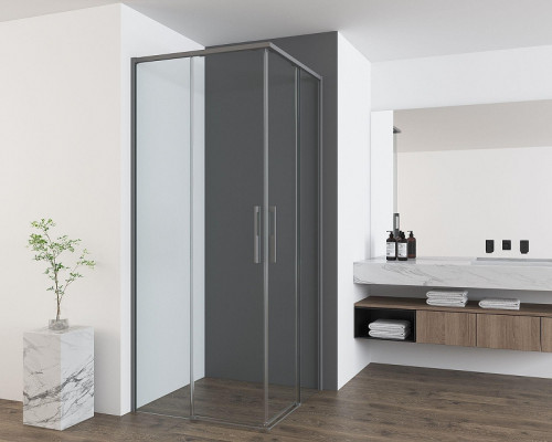 Душевой уголок Vincea Ultima 90х100 VSS-7UL9010CLGM профиль Вороненая сталь стекло прозрачное
