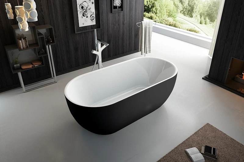 Акриловая ванна BelBagno 150x80 BB70-1500-800-W/NM Черная Белая без гидромассажа