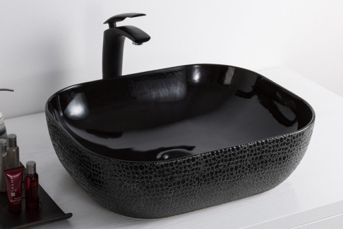 Раковина-чаша CeramaLux 50 D1302H004 Черная фаянс накладная