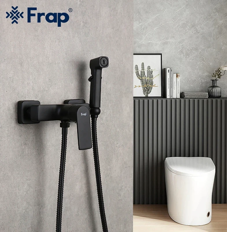 Гигиенический душ со смесителем Frap H71-6 F2071-6 Черный матовый латунь на стену