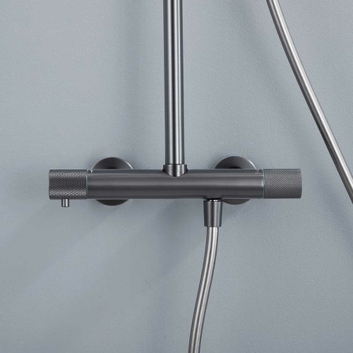Душевая система Vincea Desire VSFS-1D0TGM с термостатом Вороненая сталь латунь на стену