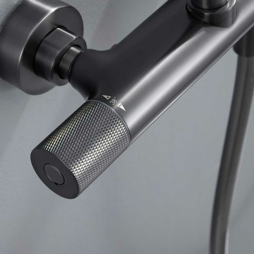 Душевая система Vincea Desire VSFS-1D0TGM с термостатом Вороненая сталь латунь на стену