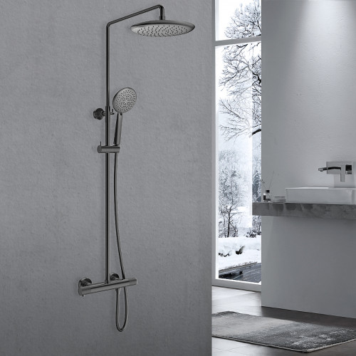 Душевая система Vincea Desire VSFS-1D0TGM с термостатом Вороненая сталь латунь на стену