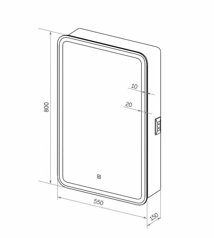 Зеркальный шкаф Art&Max Platino 55 L AM-Pla-550-800-1D-L-DS-F с подсветкой цвет Белый