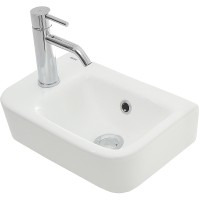 Раковина AQUAme 38 L AQM5006L Белая глянцевая фаянс накладная