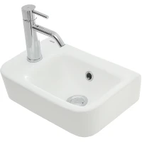 Раковина AQUAme 38 L AQM5006L Белая глянцевая фаянс накладная