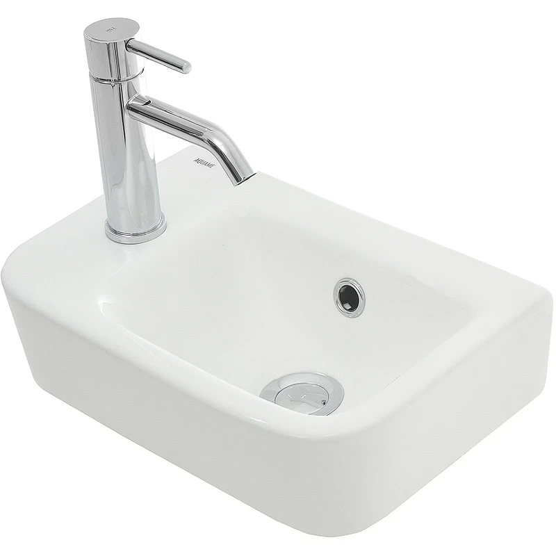 Раковина AQUAme 38 L AQM5006L Белая глянцевая фаянс накладная