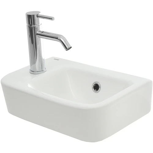 Раковина AQUAme 38 L AQM5006L Белая глянцевая фаянс накладная