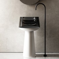 Раковина Abber Kristall 50 AT2706White-Onyx Белая Черная искусственный камень (литьевой мрамор), полиэфирная смола напольный