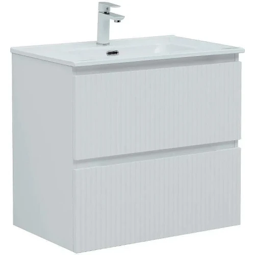 Тумба с раковиной Aquanet Джейн 70 335423+Flat 70 329254 подвесная цвет Белый матовый
