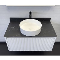 Тумба с раковиной Comforty Марсель 90 00-00013797 подвесная Белая матовая Калакатта Блэк МДФ / ЛДСП