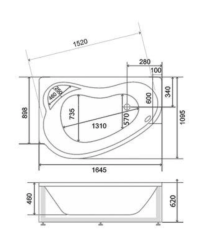 Акриловая ванна BellSan Сабина 165x110 R 4627171531421 цвет Белый с гидромассажем